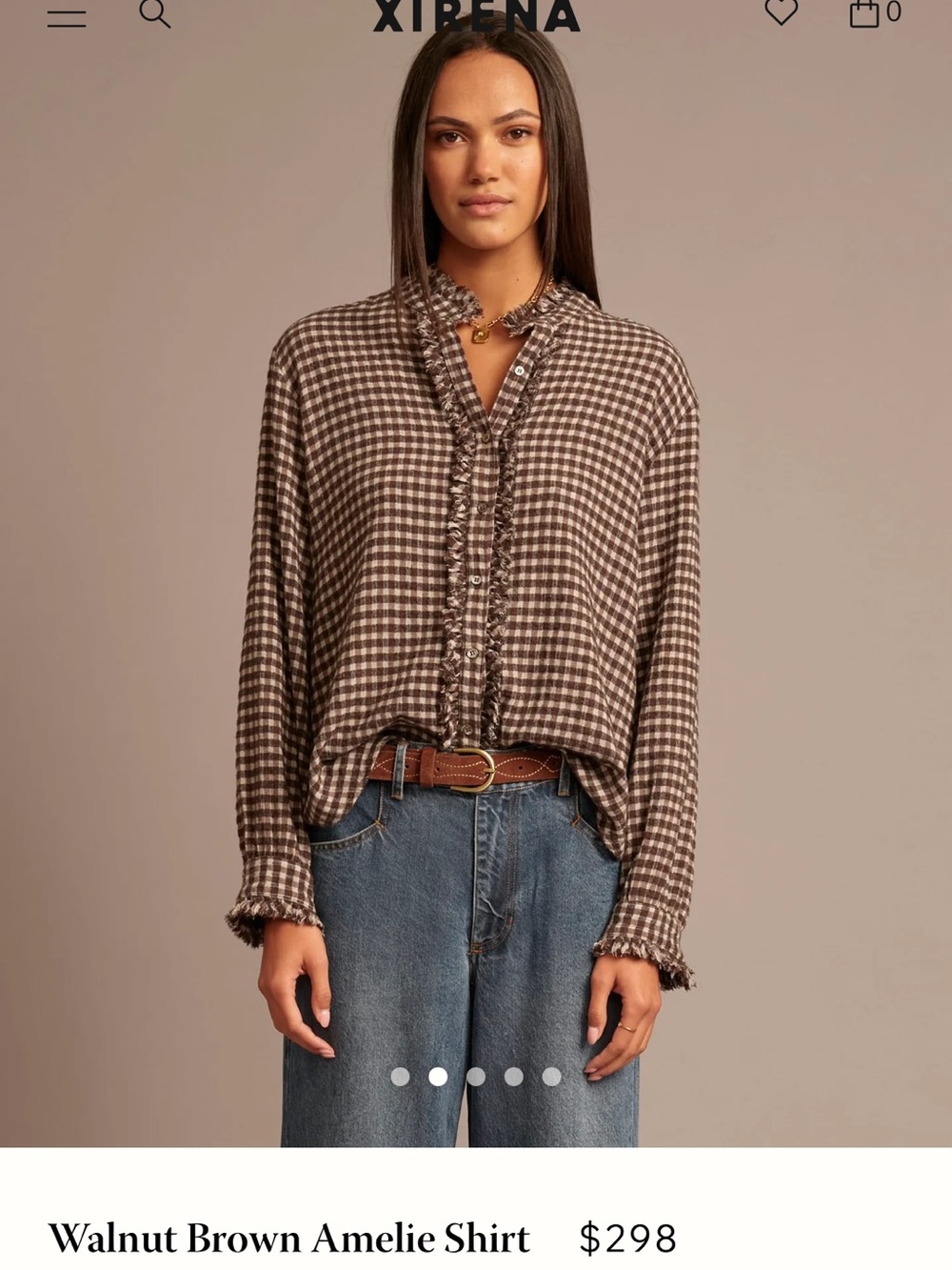 XiRENA Walnut Brown & Cream Gingham Amelie Button-Down Shirt